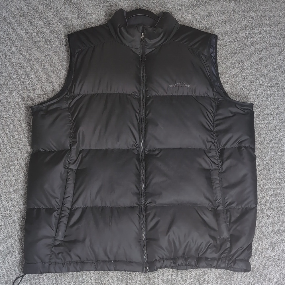 Eddie Bauer Premium Goose Down Puffer Vest Size XL-Tall In Black
